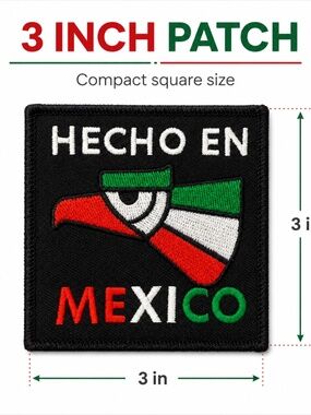 Made in Mexico Patch Hecho En Mexico Hoop And Loop Embroidered 3 Inch